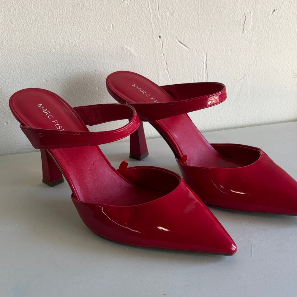Marc Fisher Glossy Red kitten/short Heels